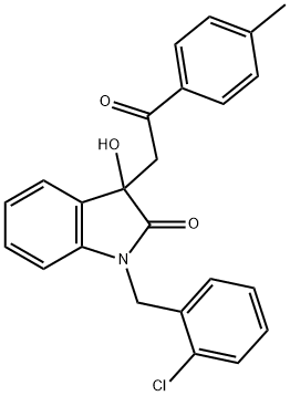 1-(2-chlorobenzyl)-3-hydroxy-3-[2-(4-methylphenyl)-2-oxoethyl]-1,3-dihydro-2H-indol-2-one 结构式