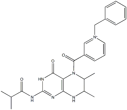 1-benzyl-3-[(2-(isobutyrylamino)-6,7-dimethyl-4-oxo-4,6,7,8-tetrahydro-5(3H)-pteridinyl)carbonyl]pyridinium 结构式