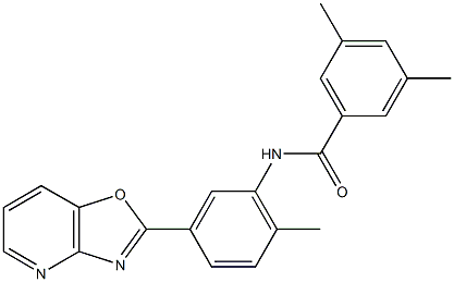 3,5-dimethyl-N-(2-methyl-5-[1,3]oxazolo[4,5-b]pyridin-2-ylphenyl)benzamide 结构式