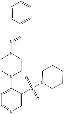 N-benzylidene-N-{4-[3-(1-piperidinylsulfonyl)-4-pyridinyl]-1-piperazinyl}amine 结构式