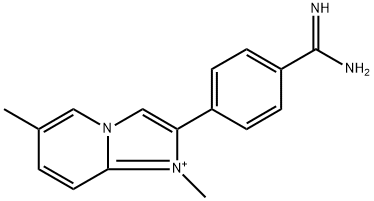 2-{4-[amino(imino)methyl]phenyl}-1,6-dimethylimidazo[1,2-a]pyridin-1-ium 结构式