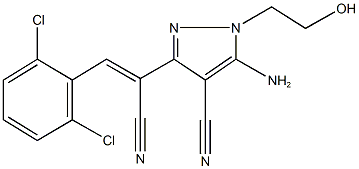 5-amino-3-[1-cyano-2-(2,6-dichlorophenyl)vinyl]-1-(2-hydroxyethyl)-1H-pyrazole-4-carbonitrile 结构式