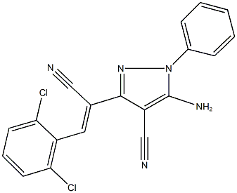 5-amino-3-[1-cyano-2-(2,6-dichlorophenyl)vinyl]-1-phenyl-1H-pyrazole-4-carbonitrile 结构式