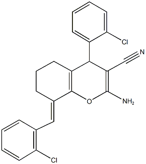 2-amino-8-(2-chlorobenzylidene)-4-(2-chlorophenyl)-5,6,7,8-tetrahydro-4H-chromene-3-carbonitrile 结构式