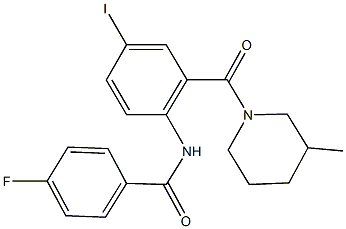 4-fluoro-N-{4-iodo-2-[(3-methyl-1-piperidinyl)carbonyl]phenyl}benzamide 结构式