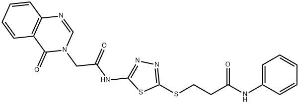 3-[(5-{[(4-oxo-3(4H)-quinazolinyl)acetyl]amino}-1,3,4-thiadiazol-2-yl)sulfanyl]-N-phenylpropanamide 结构式