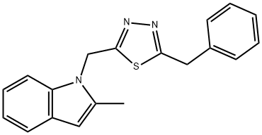 1-[(5-benzyl-1,3,4-thiadiazol-2-yl)methyl]-2-methyl-1H-indole 结构式