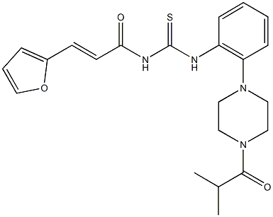 N-[3-(2-furyl)acryloyl]-N'-[2-(4-isobutyryl-1-piperazinyl)phenyl]thiourea 结构式