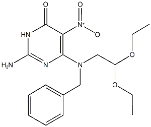 2-amino-6-[benzyl(2,2-diethoxyethyl)amino]-5-nitro-4(3H)-pyrimidinone 结构式