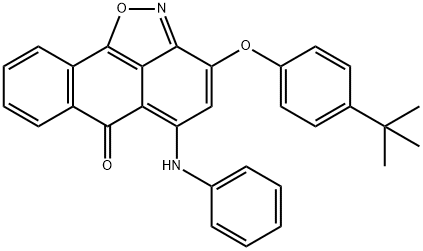 5-anilino-3-(4-tert-butylphenoxy)-6H-anthra[1,9-cd]isoxazol-6-one 结构式