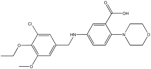 5-[(3-chloro-4-ethoxy-5-methoxybenzyl)amino]-2-(4-morpholinyl)benzoic acid 结构式