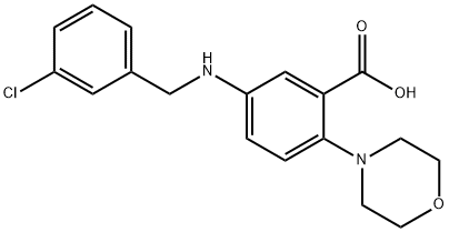 5-[(3-chlorobenzyl)amino]-2-(4-morpholinyl)benzoic acid 结构式