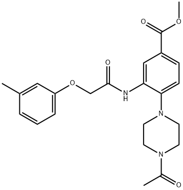 methyl 4-(4-acetyl-1-piperazinyl)-3-{[(3-methylphenoxy)acetyl]amino}benzoate 结构式