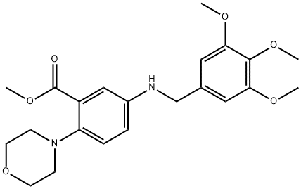 methyl 2-(4-morpholinyl)-5-[(3,4,5-trimethoxybenzyl)amino]benzoate 结构式