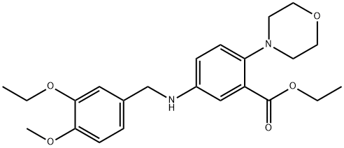 ethyl 5-[(3-ethoxy-4-methoxybenzyl)amino]-2-(4-morpholinyl)benzoate 结构式