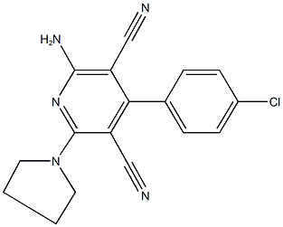 2-amino-4-(4-chlorophenyl)-6-(1-pyrrolidinyl)-3,5-pyridinedicarbonitrile 结构式