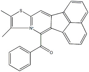 12-benzoyl-9,10-dimethylacenaphtho[1,2-d][1,3]thiazolo[3,2-a]pyridin-11-ium 结构式
