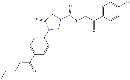 2-(4-chlorophenyl)-2-oxoethyl 5-oxo-1-[4-(propoxycarbonyl)phenyl]-3-pyrrolidinecarboxylate 结构式