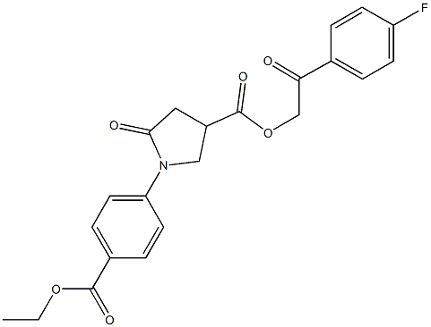 2-(4-fluorophenyl)-2-oxoethyl 1-[4-(ethoxycarbonyl)phenyl]-5-oxo-3-pyrrolidinecarboxylate 结构式