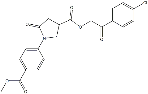 2-(4-chlorophenyl)-2-oxoethyl 1-[4-(methoxycarbonyl)phenyl]-5-oxo-3-pyrrolidinecarboxylate 结构式