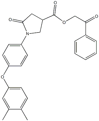 2-oxo-2-phenylethyl 1-[4-(3,4-dimethylphenoxy)phenyl]-5-oxo-3-pyrrolidinecarboxylate 结构式