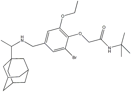 2-[4-({[1-(1-adamantyl)ethyl]amino}methyl)-2-bromo-6-ethoxyphenoxy]-N-(tert-butyl)acetamide 结构式