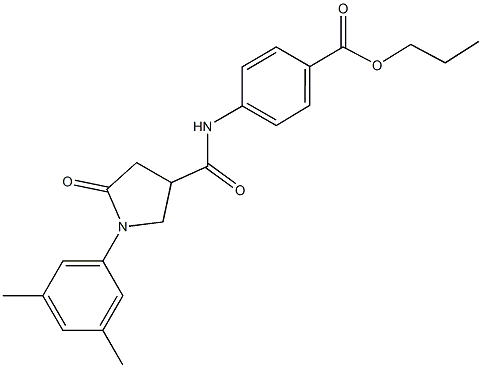 propyl 4-({[1-(3,5-dimethylphenyl)-5-oxo-3-pyrrolidinyl]carbonyl}amino)benzoate 结构式