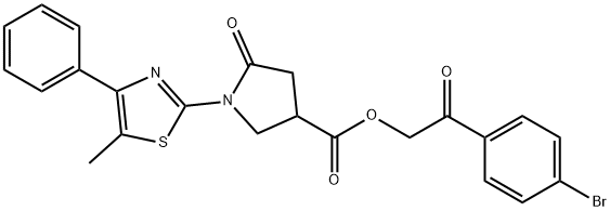 2-(4-bromophenyl)-2-oxoethyl 1-(5-methyl-4-phenyl-1,3-thiazol-2-yl)-5-oxo-3-pyrrolidinecarboxylate 结构式