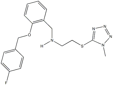 N-{2-[(4-fluorobenzyl)oxy]benzyl}-N-{2-[(1-methyl-1H-tetraazol-5-yl)sulfanyl]ethyl}amine 结构式