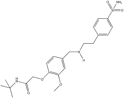 2-{4-[({2-[4-(aminosulfonyl)phenyl]ethyl}amino)methyl]-2-methoxyphenoxy}-N-(tert-butyl)acetamide 结构式