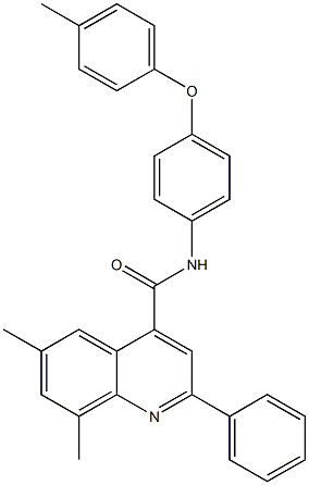 6,8-dimethyl-N-[4-(4-methylphenoxy)phenyl]-2-phenyl-4-quinolinecarboxamide 结构式