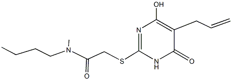 2-[(5-allyl-4-hydroxy-6-oxo-1,6-dihydro-2-pyrimidinyl)sulfanyl]-N-butyl-N-methylacetamide 结构式