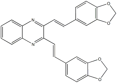 2,3-bis[2-(1,3-benzodioxol-5-yl)vinyl]quinoxaline 结构式