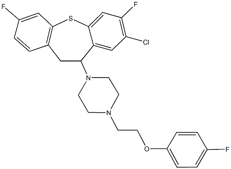 2-[4-(8-chloro-3,7-difluoro-10,11-dihydrodibenzo[b,f]thiepin-10-yl)-1-piperazinyl]ethyl 4-fluorophenyl ether 结构式