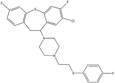 2-[4-(8-chloro-3,7-difluoro-10,11-dihydrodibenzo[b,f]thiepin-10-yl)-1-piperazinyl]ethyl 4-fluorophenyl sulfide 结构式
