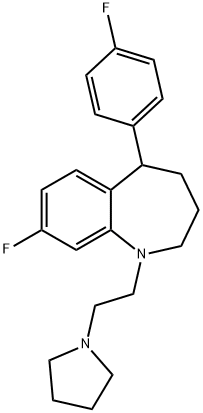 8-fluoro-5-(4-fluorophenyl)-1-[2-(1-pyrrolidinyl)ethyl]-2,3,4,5-tetrahydro-1H-1-benzazepine 结构式