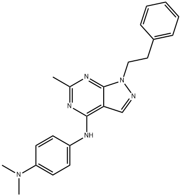 N-[4-(dimethylamino)phenyl]-N-[6-methyl-1-(2-phenylethyl)-1H-pyrazolo[3,4-d]pyrimidin-4-yl]amine 结构式