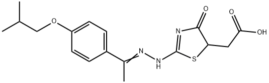 (2-{[1-(4-isobutoxyphenyl)ethylidene]hydrazono}-4-oxo-1,3-thiazolidin-5-yl)acetic acid 结构式