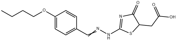 {2-[(4-butoxybenzylidene)hydrazono]-4-oxo-1,3-thiazolidin-5-yl}acetic acid 结构式