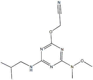 ({4-(isobutylamino)-6-[methoxy(methyl)amino]-1,3,5-triazin-2-yl}oxy)acetonitrile 结构式