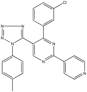 4-(3-chlorophenyl)-5-[1-(4-methylphenyl)-1H-tetraazol-5-yl]-2-(4-pyridinyl)pyrimidine 结构式