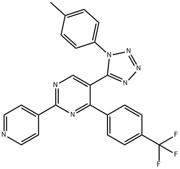 5-[1-(4-methylphenyl)-1H-tetraazol-5-yl]-2-(4-pyridinyl)-4-[4-(trifluoromethyl)phenyl]pyrimidine 结构式