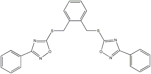 3-phenyl-5-[(2-{[(3-phenyl-1,2,4-oxadiazol-5-yl)sulfanyl]methyl}benzyl)sulfanyl]-1,2,4-oxadiazole 结构式