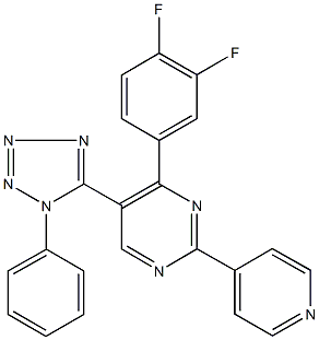 4-(3,4-difluorophenyl)-5-(1-phenyl-1H-tetraazol-5-yl)-2-(4-pyridinyl)pyrimidine 结构式