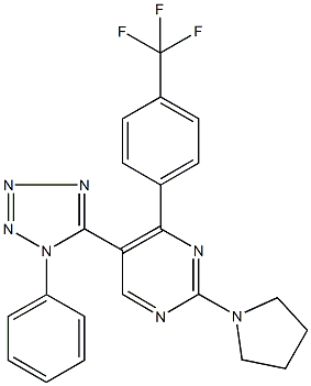 5-(1-phenyl-1H-tetraazol-5-yl)-2-(1-pyrrolidinyl)-4-[4-(trifluoromethyl)phenyl]pyrimidine 结构式