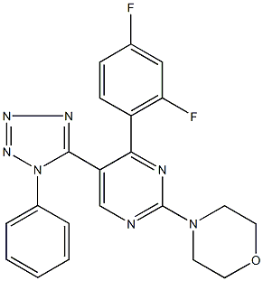 4-[4-(2,4-difluorophenyl)-5-(1-phenyl-1H-tetraazol-5-yl)-2-pyrimidinyl]morpholine 结构式