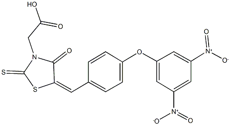 [5-(4-{3,5-bisnitrophenoxy}benzylidene)-4-oxo-2-thioxo-1,3-thiazolidin-3-yl]acetic acid 结构式