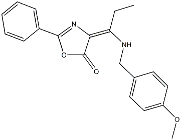 4-{1-[(4-methoxybenzyl)amino]propylidene}-2-phenyl-1,3-oxazol-5(4H)-one 结构式