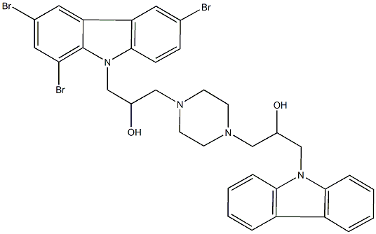 1-(9H-carbazol-9-yl)-3-{4-[2-hydroxy-3-(1,3,6-tribromo-9H-carbazol-9-yl)propyl]-1-piperazinyl}-2-propanol 结构式