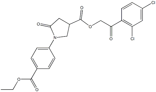 2-(2,4-dichlorophenyl)-2-oxoethyl 1-[4-(ethoxycarbonyl)phenyl]-5-oxo-3-pyrrolidinecarboxylate 结构式